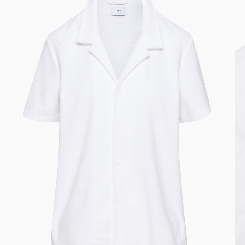 Aritzia TNA white Short-sleeve button-up terry shirt